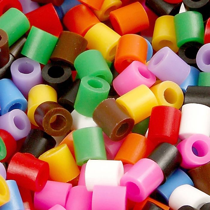 Perline a tubetto, misura 5x5 mm, misura buco 2,5 mm, medium, colori standard, 6000 pz/ 1 conf.