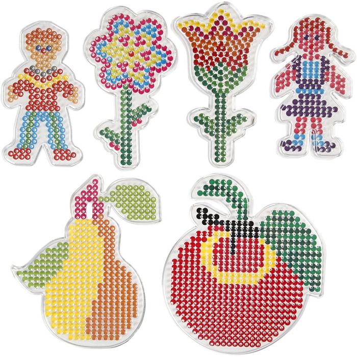 Pannello a pioli, fiori, bambina, bambino, mela e pera, misura 8,5x14-14x16 cm, medium, 6 pz/ 1 conf.