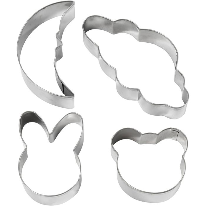 Formine tagliabiscotti, nuvola, lepre, orso, coccinella, H: 10 cm, 4 pz/ 1 conf.