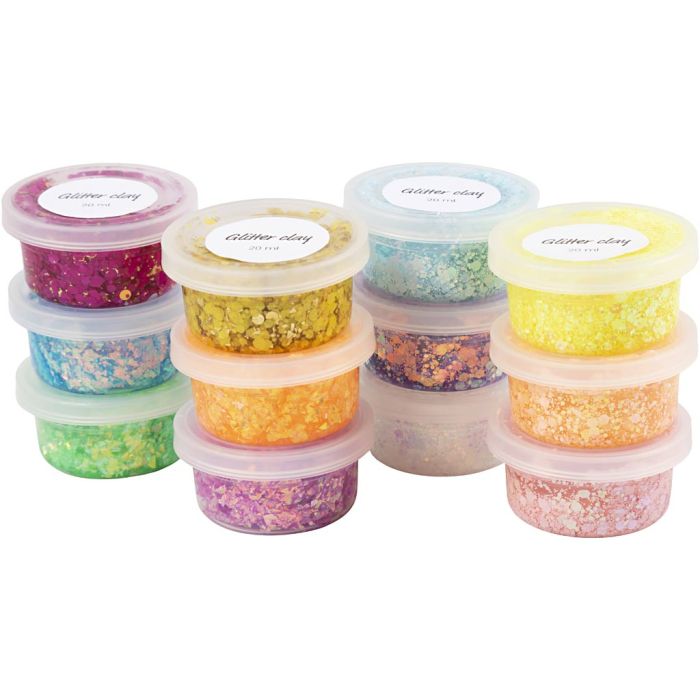 Glitter Clay, colori asst., 72x20 g/ 1 conf.