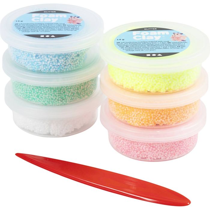 Foam Clay® , glitter, colori pastello, 84 g, 6x14 g/ 1 conf.
