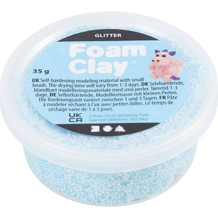 Foam Clay® , glitter, azzurro, 35 g/ 1 vasch.