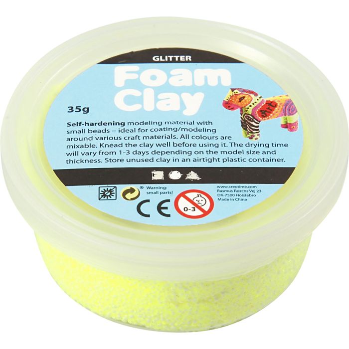 Foam Clay® , glitter, giallo, 35 g/ 1 vasch.