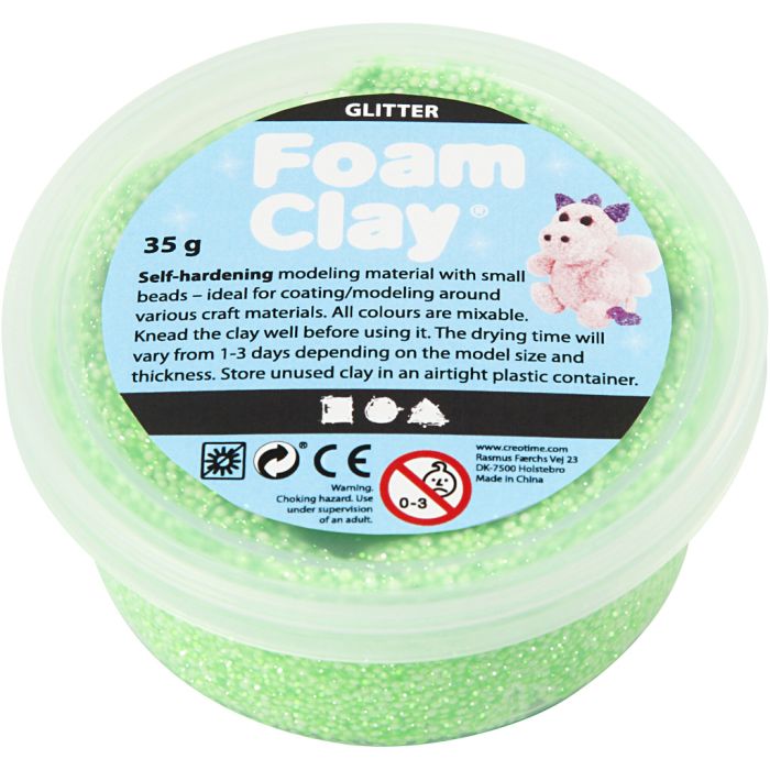 Foam Clay® , glitter, verde, 35 g/ 1 vasch.