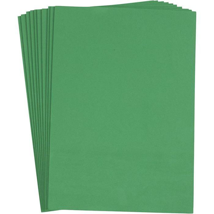 Fogli di gomma crepla, A4, foglio 210x297 mm, spess. 2 mm, verde scuro, 10 fgl./ 1 conf.