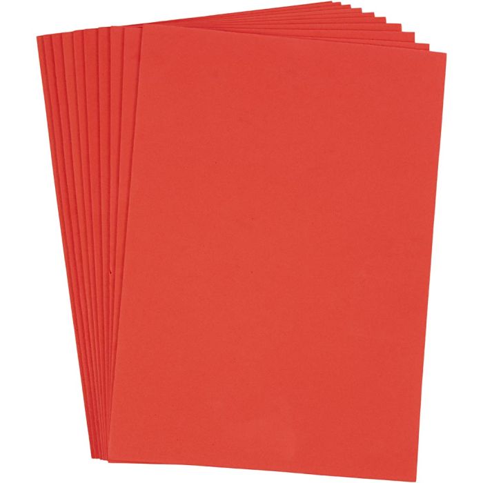 Fogli di gomma crepla, A4, foglio 210x297 mm, spess. 2 mm, rosso, 10 fgl./ 1 conf.