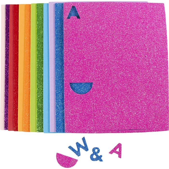Gomma EVA, misura 14x25 cm, spess. 2 mm, colourful, 12 fgl./ 1 conf.