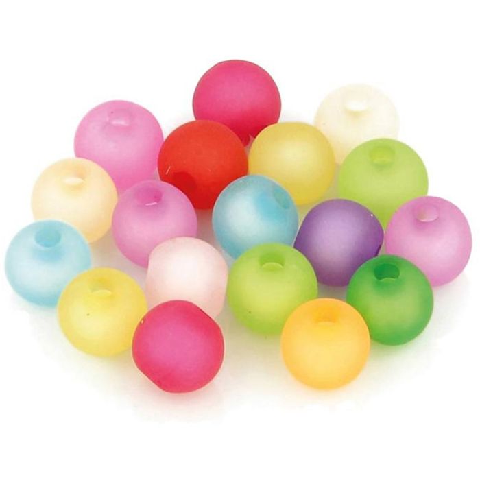 Perline rotonde colorate effetto brina, diam 8 mm, colori tenui, 120 pz/ 1 conf.