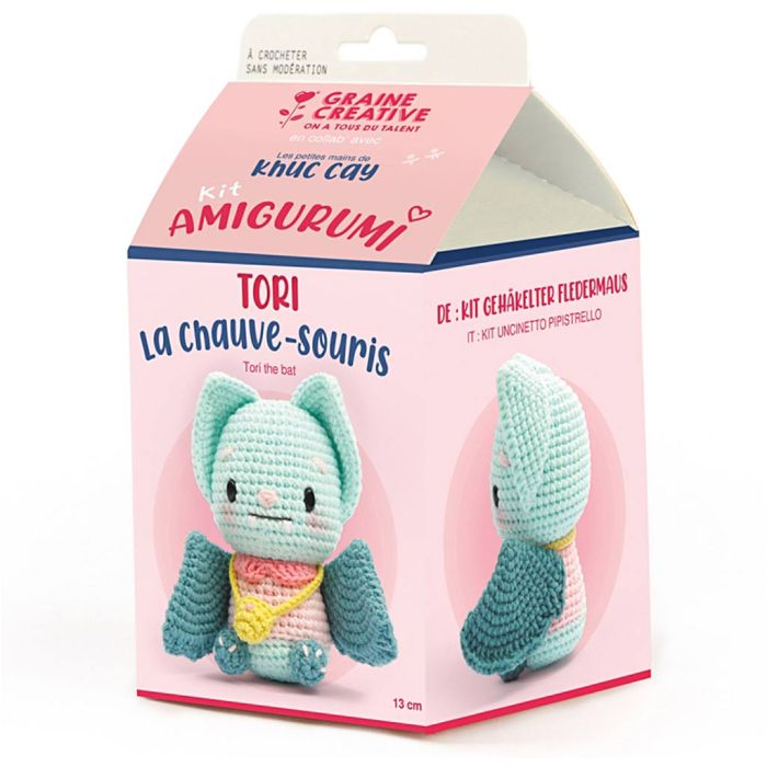 Kit uncinetto Amigurumi, Tori il pipistrello, misura 13 cm, 1 conf.