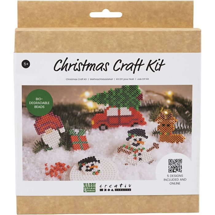 Kit Fai da te NABBI BioBeads, Auto natalizia, renna, pupazzo di neve, elfo e regalo, 1 conf.