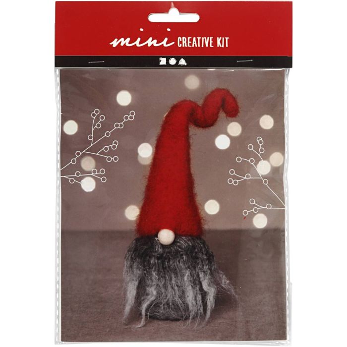 Kit Fai da te Mini, Gnomo di Natale con barba grigia, H: 13 cm, 1 conf.