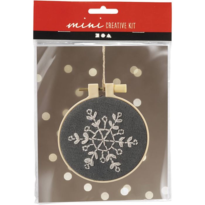 Kit Fai da te Mini Ricamo, fiocco di neve, grigio, 1 conf.