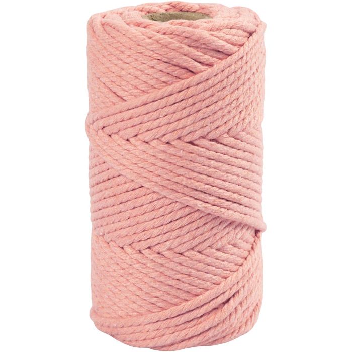 Corda per Macramé, L: 55 m, diam 4 mm, rosato, 330 g/ 1 rot.