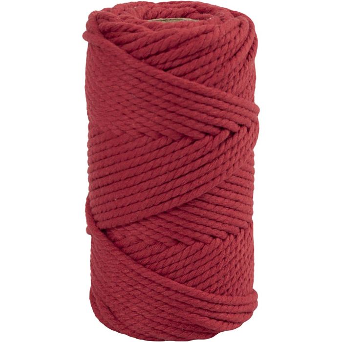 Corda per Macramé, L: 55 m, diam 4 mm, rosso, 330 g/ 1 rot.
