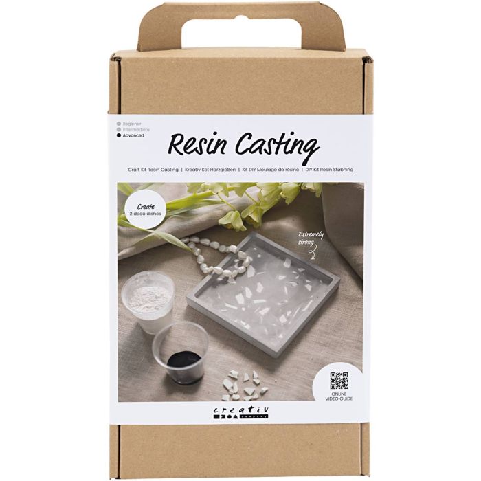 Kit Fai da te Colata in Resina, Vassoio quadrato con terrazzo, nero, bianco, 1 conf.