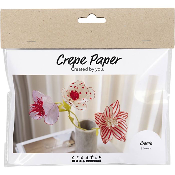 Kit Fai da te Mini Carta Crespa, Fiori, colori pastello, 1 conf.