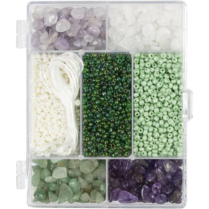 Kit Fai da te Misto Gioielli, Cristalli, misura 2,6-10 mm, misura buco 0,8-1,2 mm, ca. 2460 pz, colori asst., 1 conf.