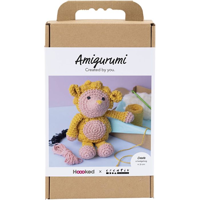 Kit Fai da te Amigurumi, Riccio, rosato chiaro, giallo caldo, 1 conf.