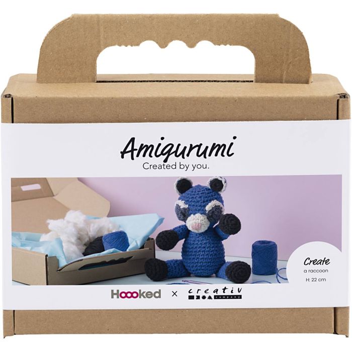 Kit Fai da te Amigurumi, Procione, nero, blu, 1 conf.