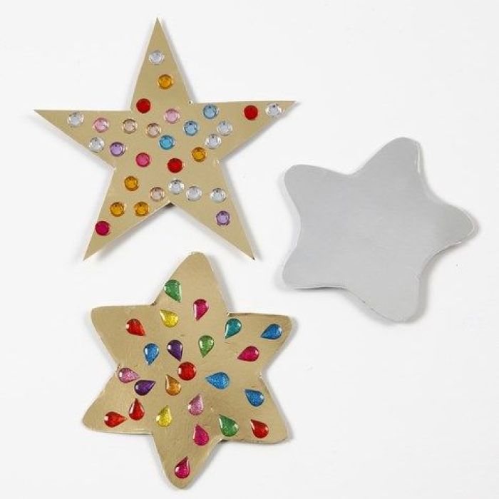 Stelle di cartoncino metallico dorato e argentato decorate con strass