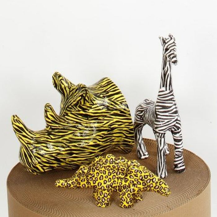 Animali di cartapesta con découpage