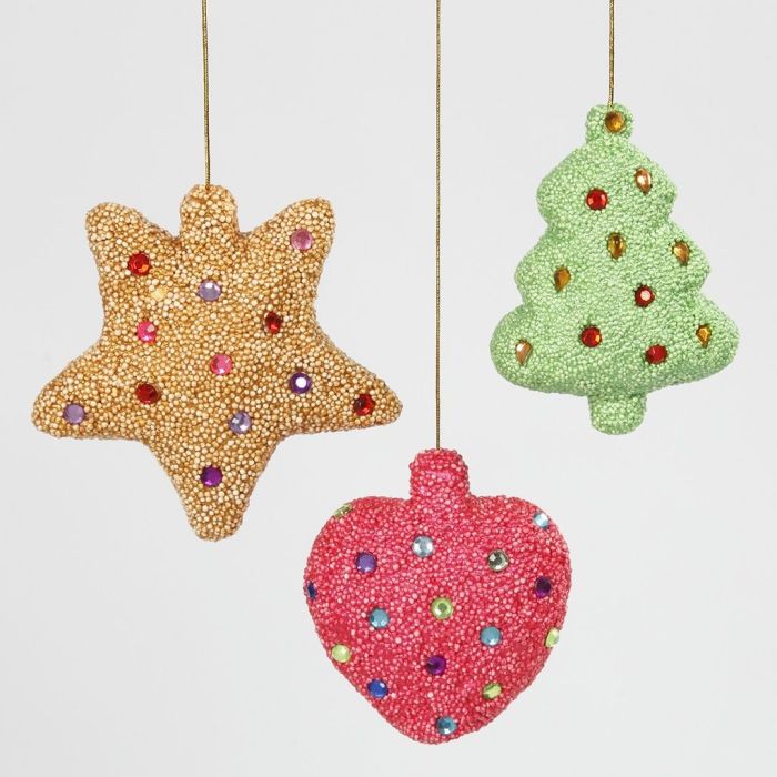 Decorazioni natalizie in polistirolo ricoperto da Foam Clay e impreziosito con brillantini 