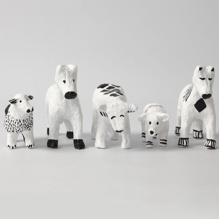 Animali in cartapesta con grafiche fantasia