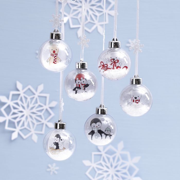 Palline di Natale con disegni di animali polari come decoro interno