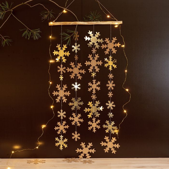 Decorazione pendente con fiocchi di neve di carta in finta pelle