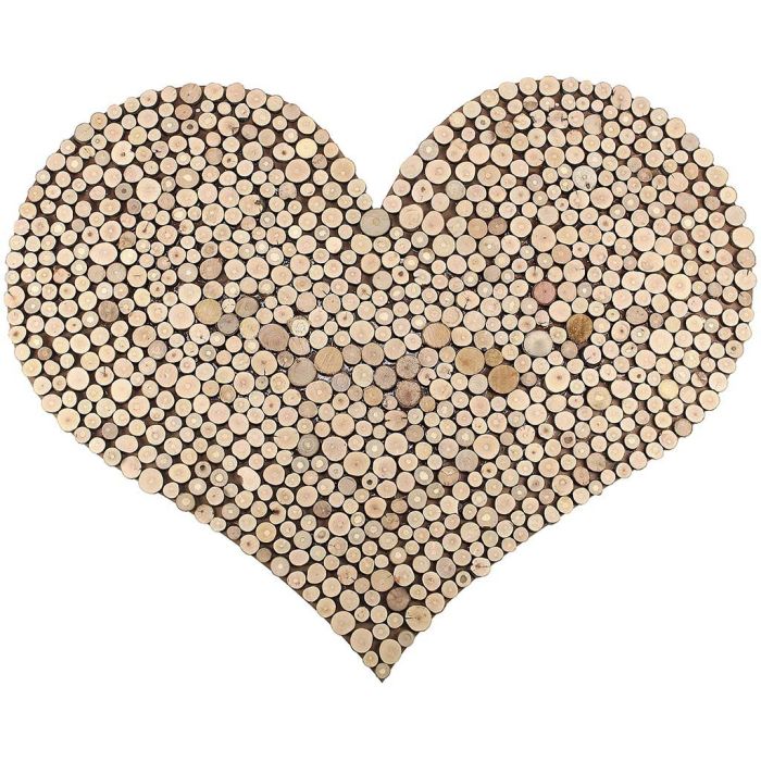 Cuore grande a motivi con dischi di legno
