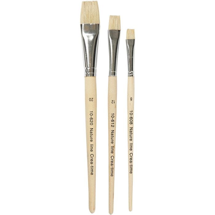 Pennello Nature Line, 8+12+20, L: 18,5-20,5 cm, L: 10-20 mm, piatto, 3pz/ 1 conf.