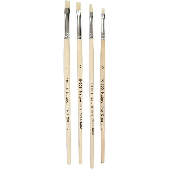 Pennello Nature Line, 00+1+2+4, L: 18,5-19 cm, L: 5-7 mm, piatto, 4pz/ 1 conf.