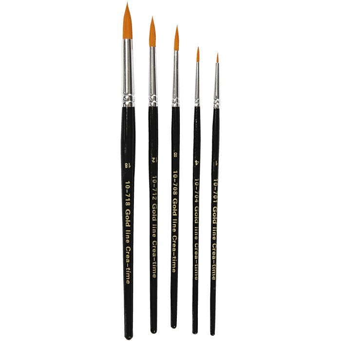 Pennelli Gold Line, 1+4+8+12+18, L: 17-19 cm, L: 1-7 mm, rotondo, 5pz/ 1 conf.