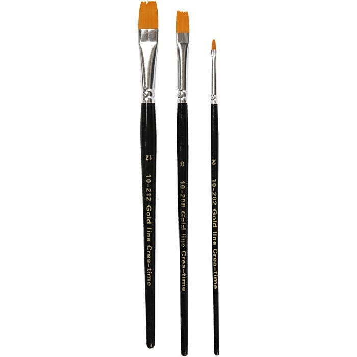 Pennelli Gold Line, 2+8+12, L: 16,5-19 cm, L: 3-12 mm, piatto, 3pz/ 1 conf.