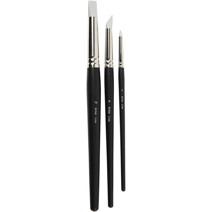 Pennello Artist Line, dim. 2+6+10, L: 19-25 cm, L: 6+10+15 mm, piatto,rotondo, 3 pz/ 1 conf.