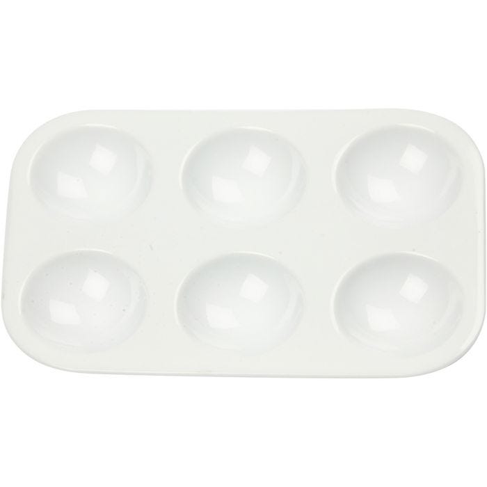 Palette, Tavolozza rettangolare con 6 contenitori, misura 13x8,5 cm, bianco, 1 pz