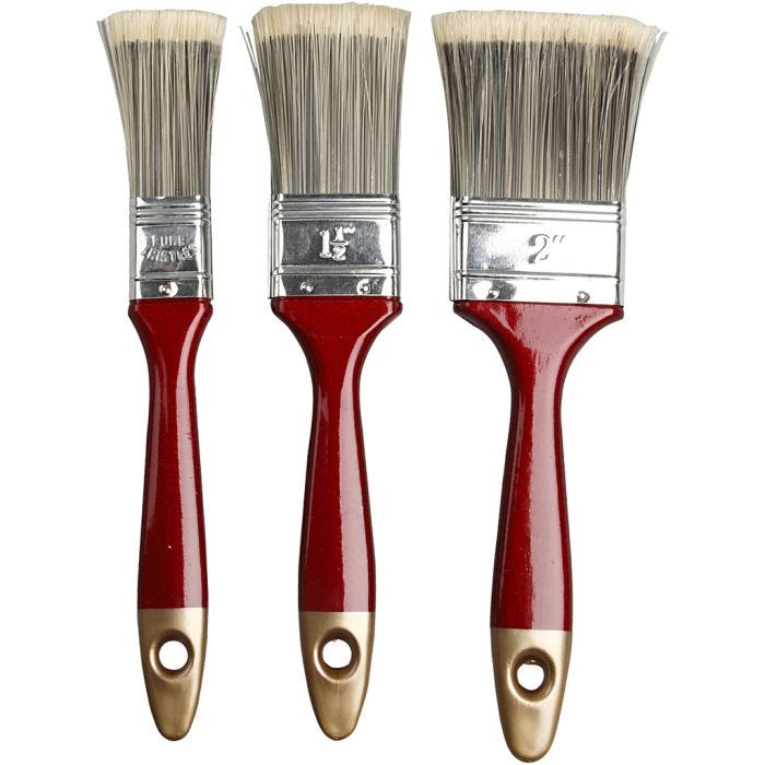 Pennelli per vernice, L: 20 cm, L: 25-50 mm, piatto, 3pz/ 1 conf.