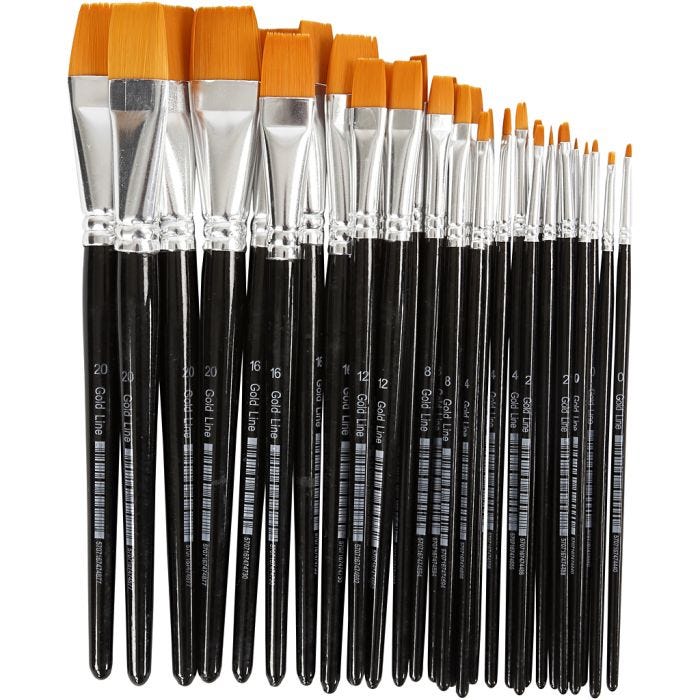 Pennelli Gold Line, dim. 0+2+4+8+12+16+20, L: 17-21 cm, L: 2-22 mm, piatto, 30 pz/ 1 conf.