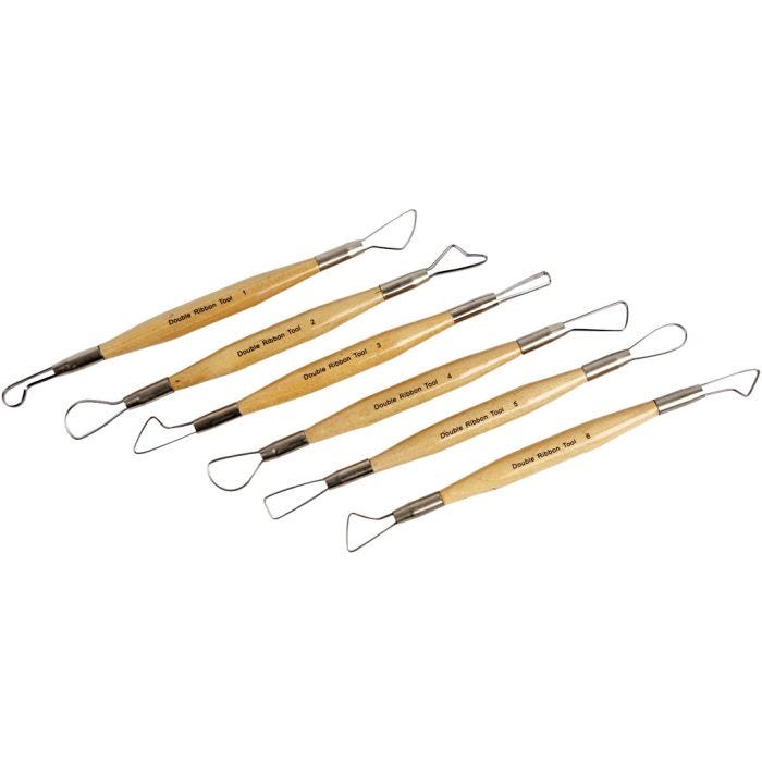 Utensili ad anello per argilla, bordi appuntiti, L: 20 cm, 6 pz/ 1 conf.