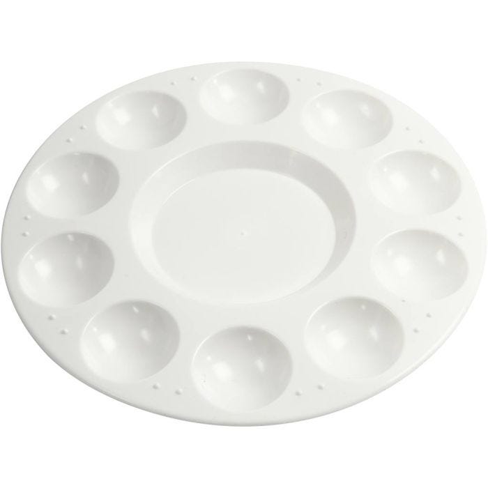 Tavolozza, Palette rotonda con 11 contenitori, diam 17 cm, bianco, 1 pz