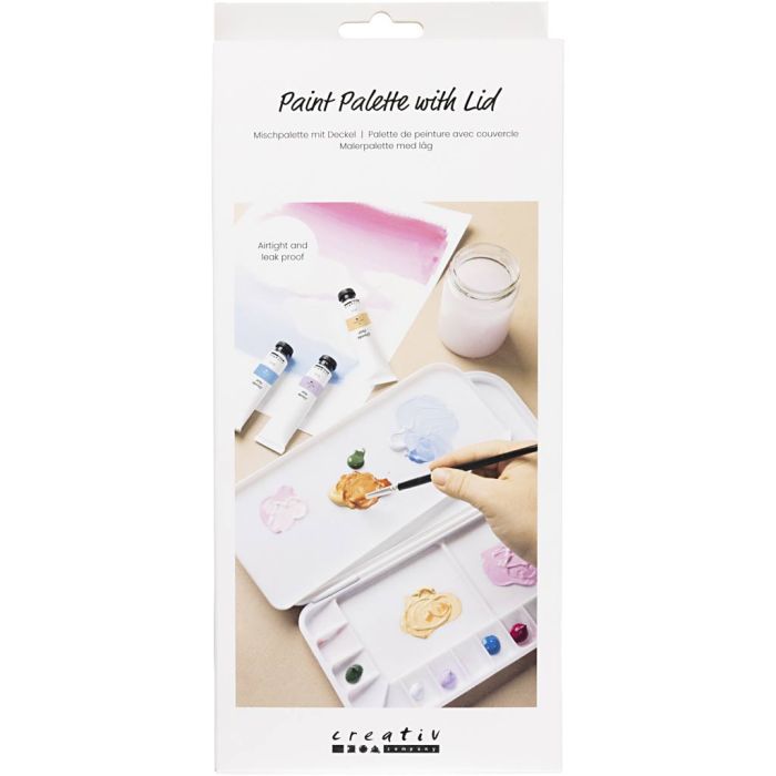 Tavolozza con coperchio, misura 27x12,7x2,3 cm, argento, bianco, 1 pz