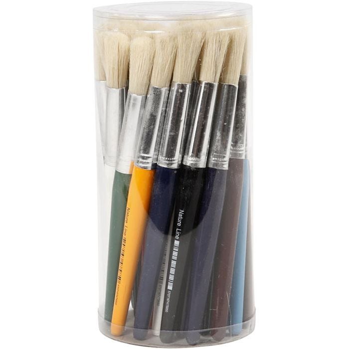 Pennelli bambini, L: 19 cm, L: 12 mm, rotondo, 30 pz/ 1 conf.