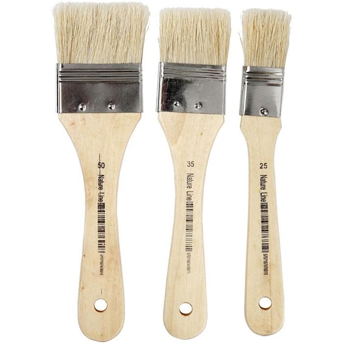 Pennelli per vernice, L: 19 cm, L: 25-50 mm, piatto, 3pz/ 1 conf.