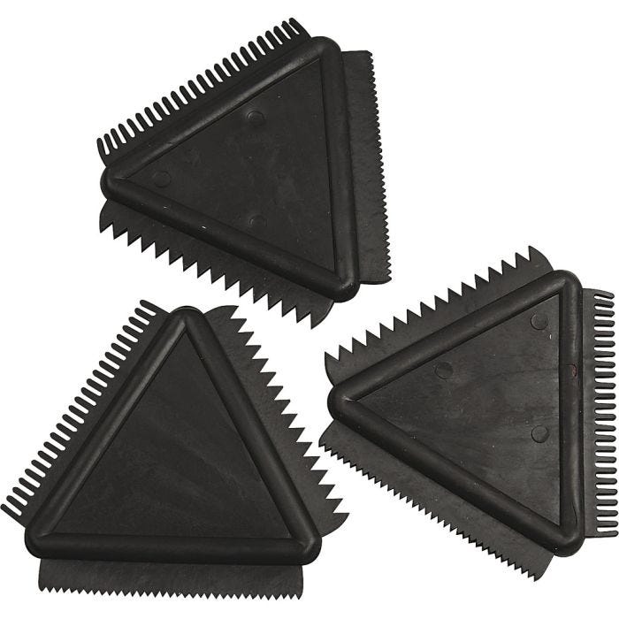Pettini di gomma sagomati, misura 9 cm, nero, 3 pz/ 1 conf.