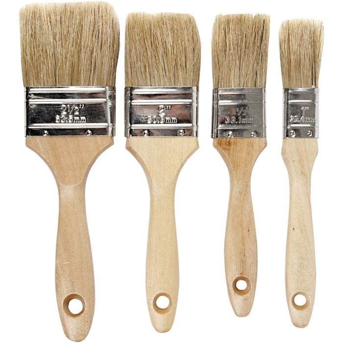 Pennelli per vernice, L: 19,5-21 cm, L: 25-63 mm, piatto, 4pz/ 1 conf.