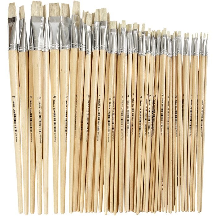 Pennello Nature Line, dim. 1+2+4+8+14+20, L: 27,5-33 cm, L: 5-19 mm, piatto, 64 pz/ 1 conf.