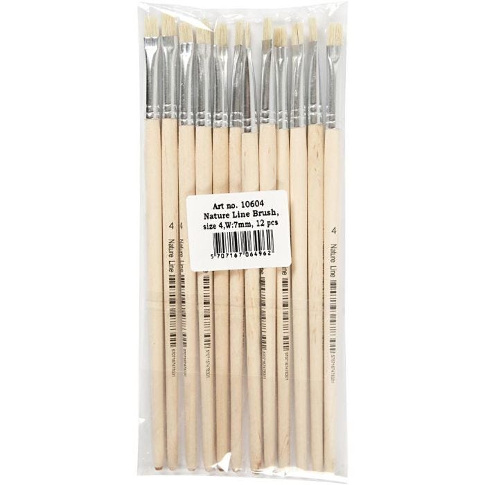 Pennello Nature Line, dim. 4, L: 18,5 cm, L: 7 mm, manici corti, 12 pz/ 1 conf.