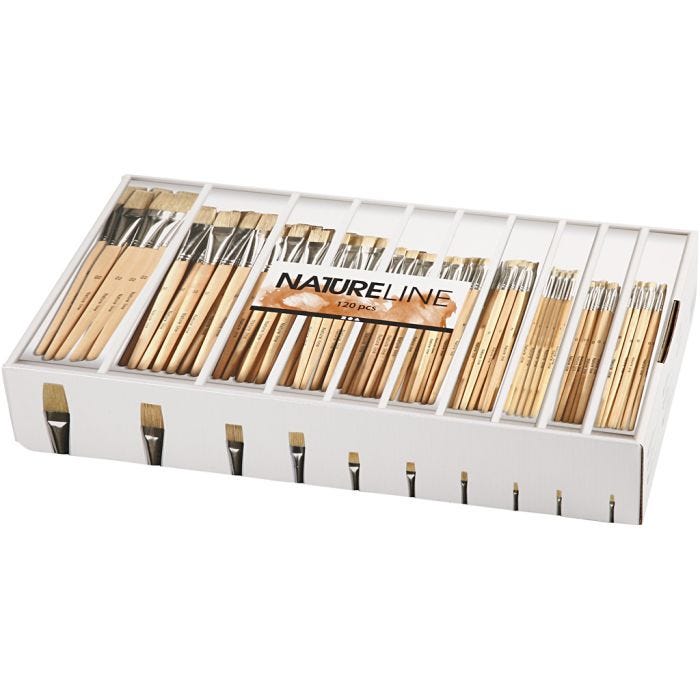 Pennello Nature Line, dim. 00+0+1+2+4+8+12+14+20+22, L: 17,5-20,5 cm, L: 3-22 mm, piatto, 10x12 pz/ 1 conf.