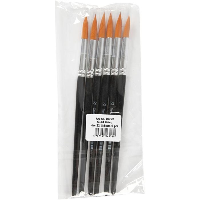 Pennelli Gold Line, dim. 22, L: 21 cm, L: 8 mm, rotondo, 6 pz/ 1 conf.