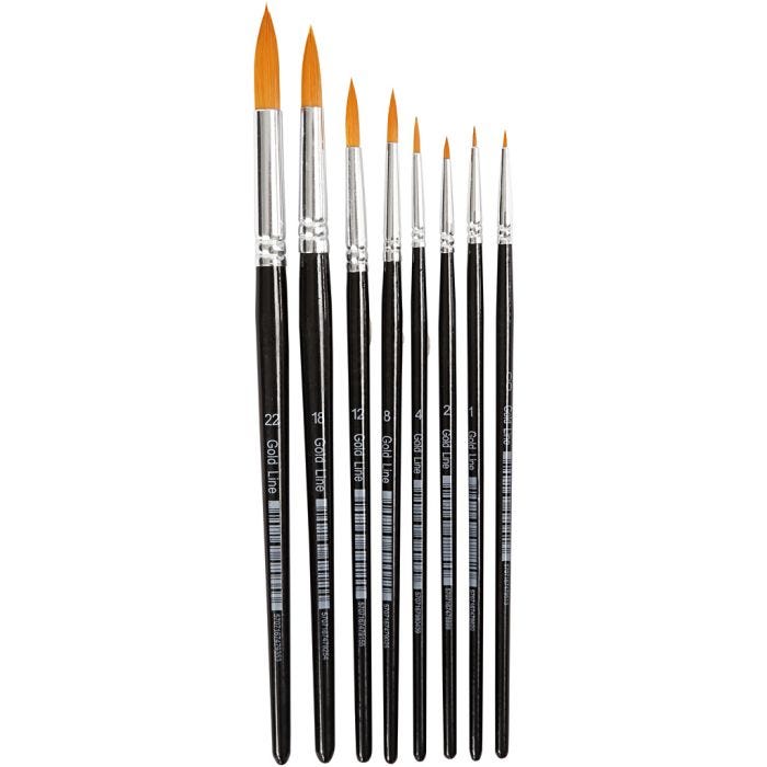 Pennelli Gold Line, dim. 0+1+2+4+8+12+18+22, L: 16,5-21 cm, L: 1-8 mm, rotondo, 8 pz/ 1 conf.